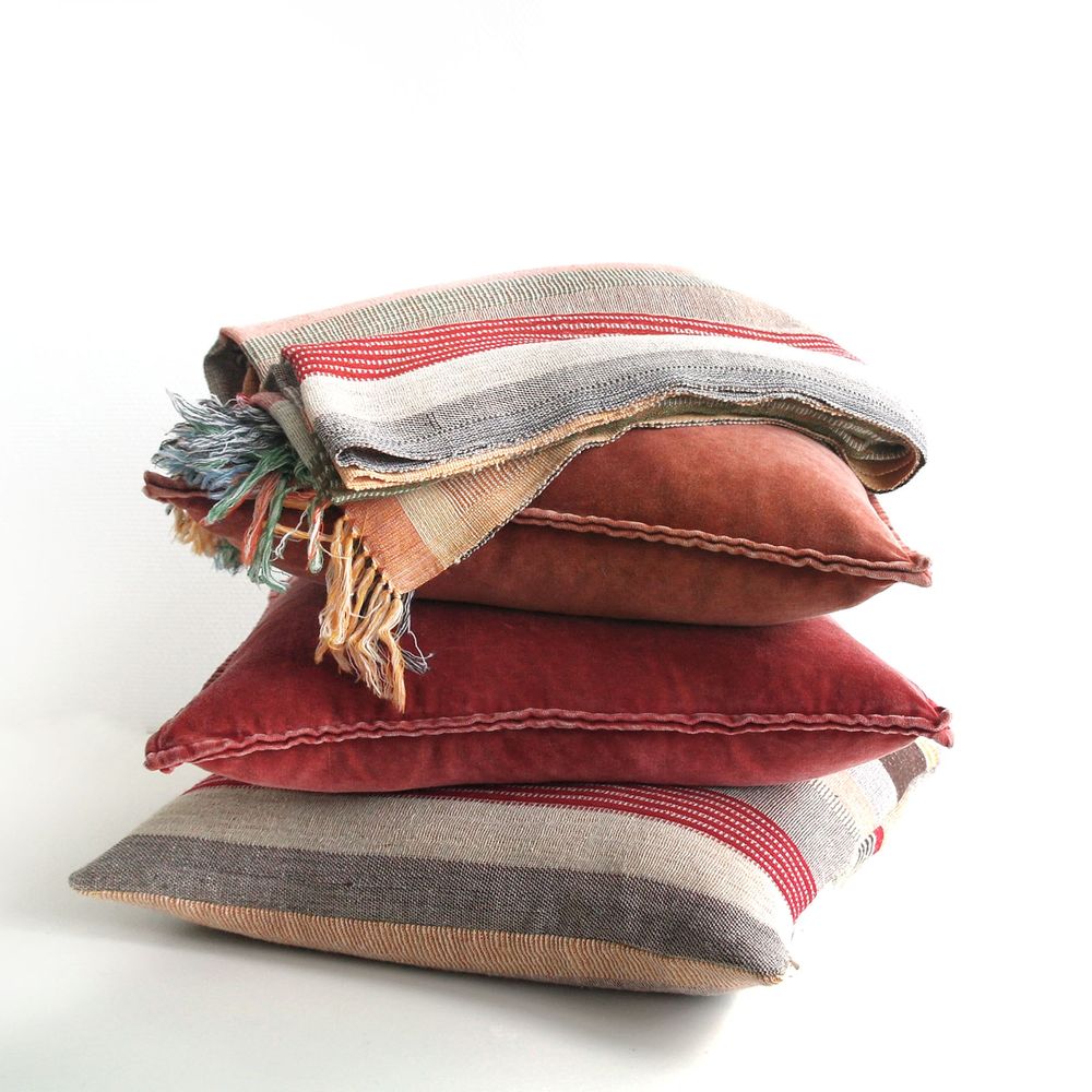 Cushions - Multi Stripe orange Cushion Cover - ML FABRICS