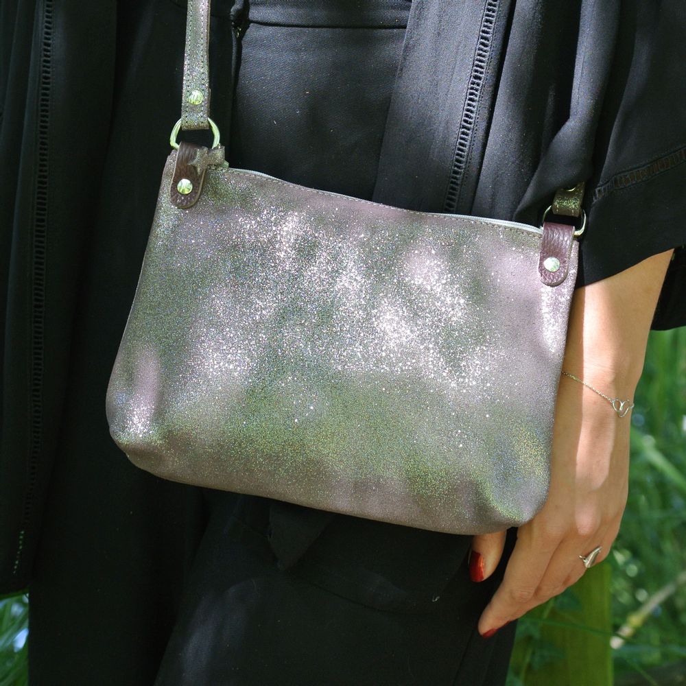 Clutches - Comète leather bag Glitter - LA CARTABLIÈRE