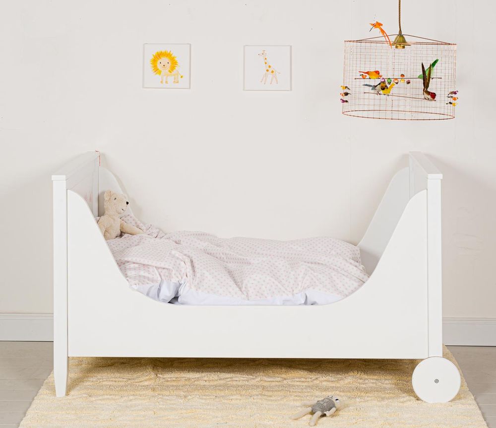 Beds - Baby Cot Bed - white or natural wood. Optionally with hand-painted pictures and child's name - ISLE OF DOGS DESIGN WUPPERTAL