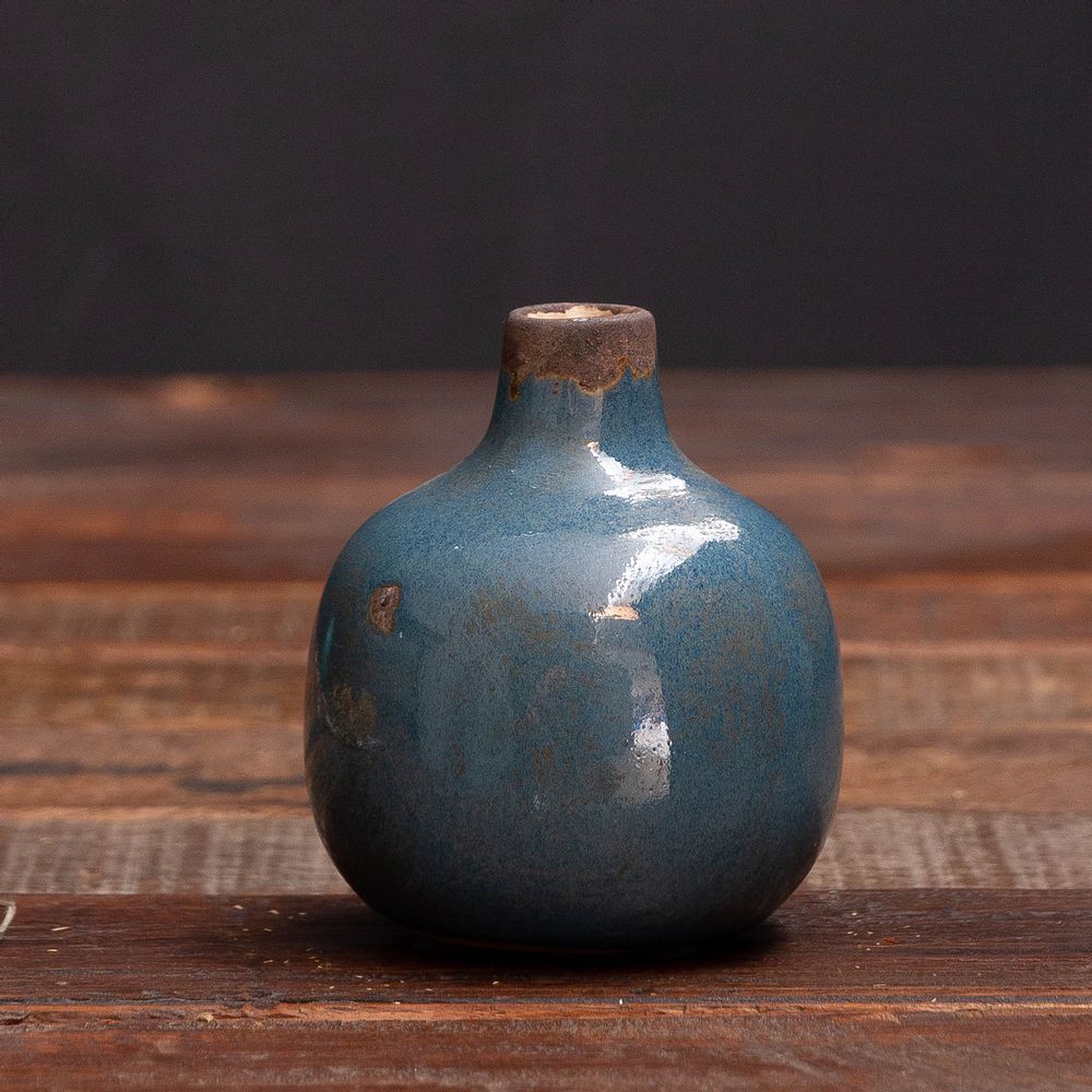 Vases - Small blue grey ceramic vase - CHEHOMA