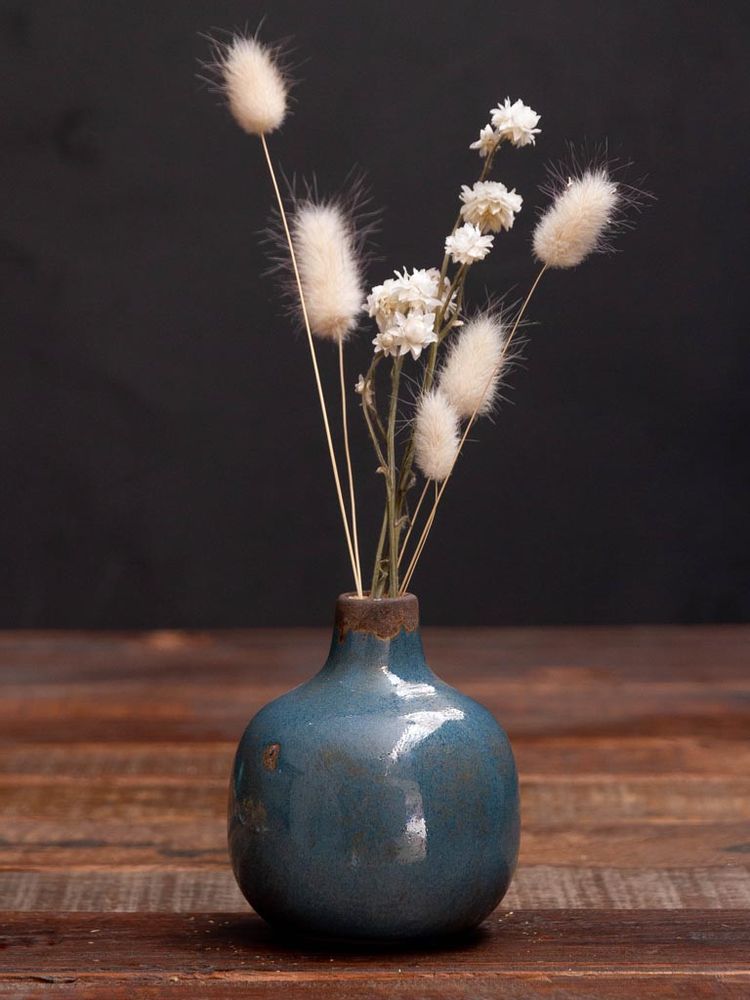 Vases - Small blue grey ceramic vase - CHEHOMA