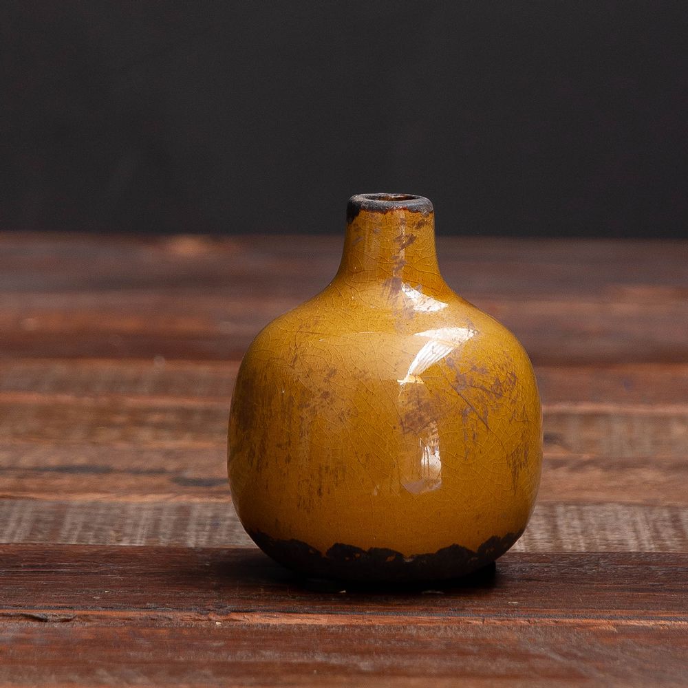 Vases - Small mustard ceramic vase - CHEHOMA