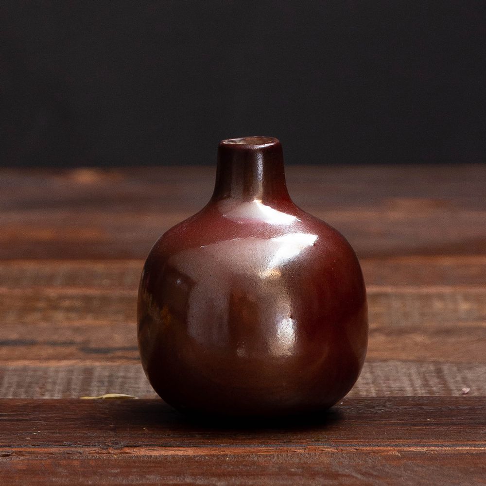 Vases - Small Burgundy Ceramic Vase - CHEHOMA