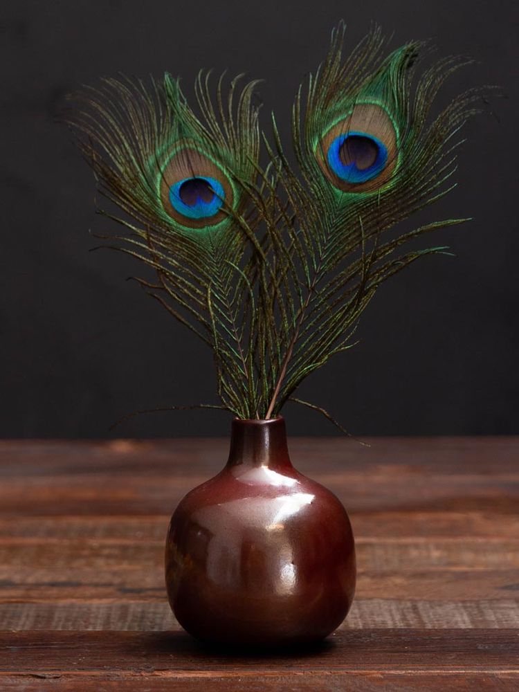 Vases - Small Burgundy Ceramic Vase - CHEHOMA