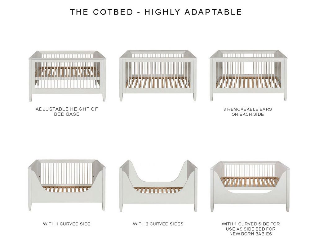Beds - Baby Cot Bed - white or natural wood. Optionally with hand-painted pictures and child's name - ISLE OF DOGS DESIGN WUPPERTAL
