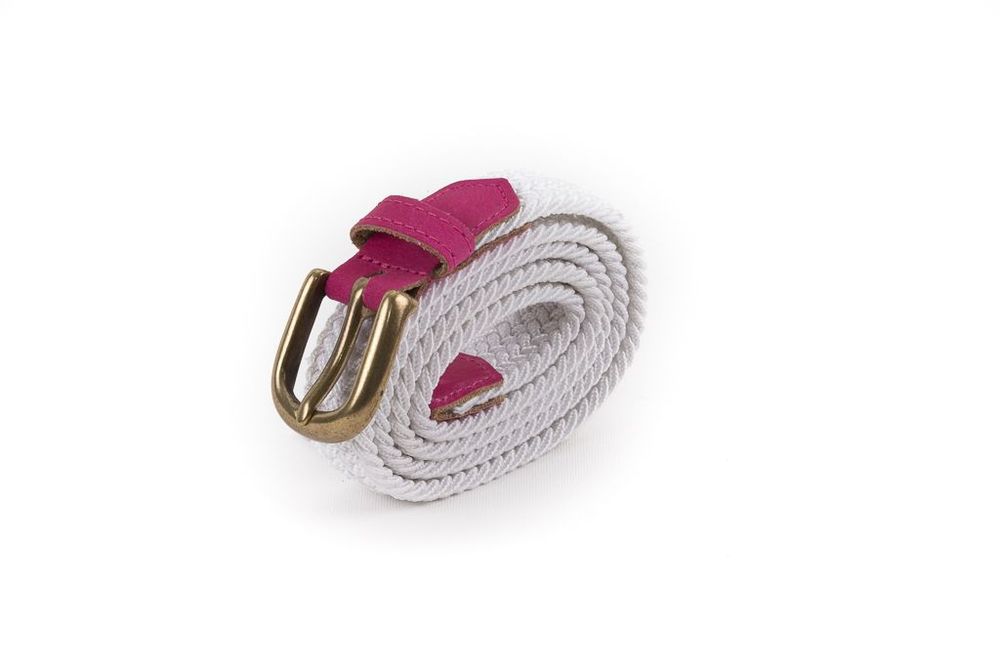 Leather goods - White pink women's braided belt - VERTICAL L ACCESSOIRE