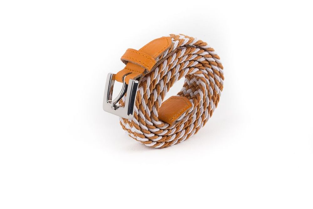 Petite maroquinerie - Ceinture tressée femme orange blanc - VERTICAL L ACCESSOIRE