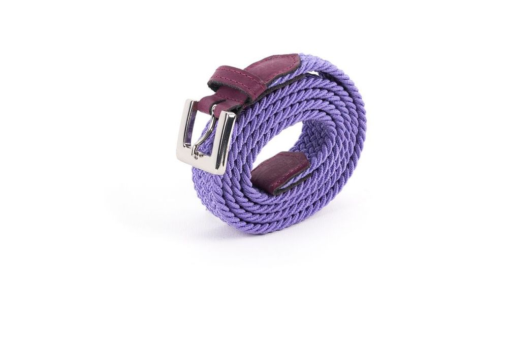 Leather goods - Burgundy purple women's braided belt - VERTICAL L ACCESSOIRE
