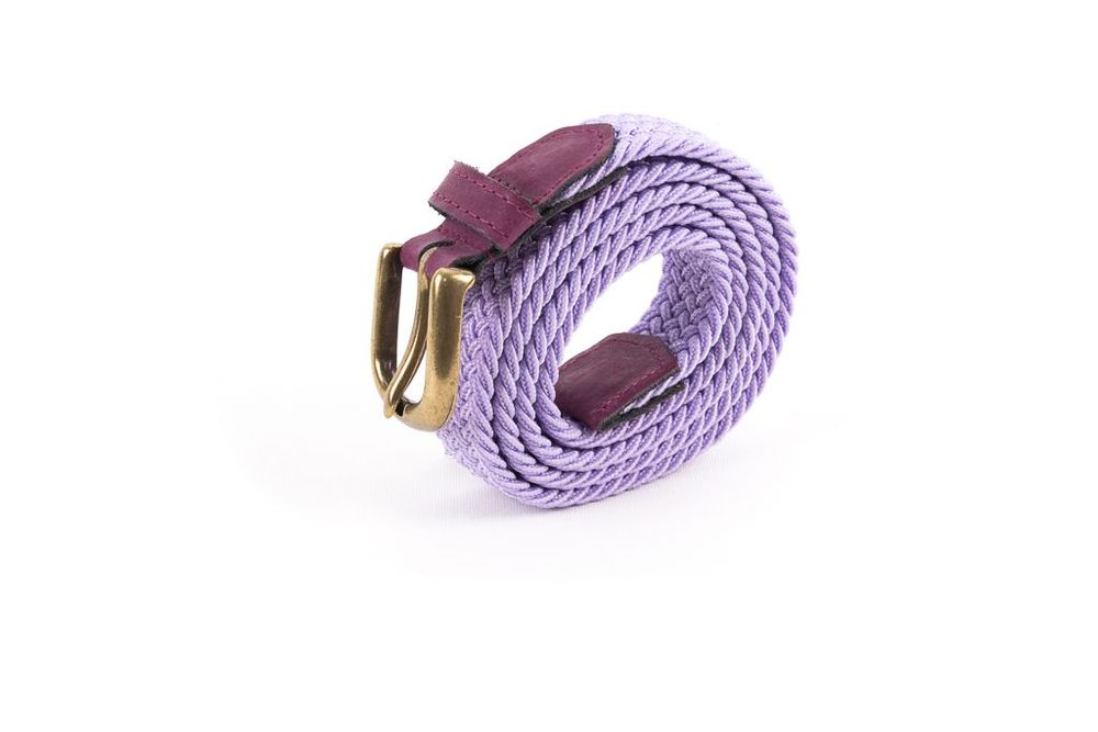 Leather goods - Purple burgundy women's braided belt - VERTICAL L ACCESSOIRE