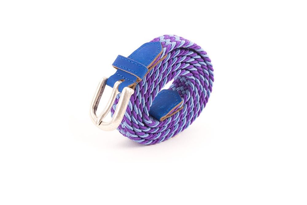 Leather goods - Purple blue women's braided belt - VERTICAL L ACCESSOIRE