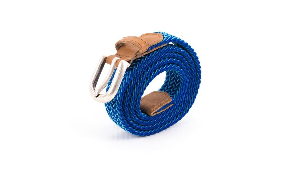 Leather goods - Women's blue and white braided belt - VERTICAL L ACCESSOIRE