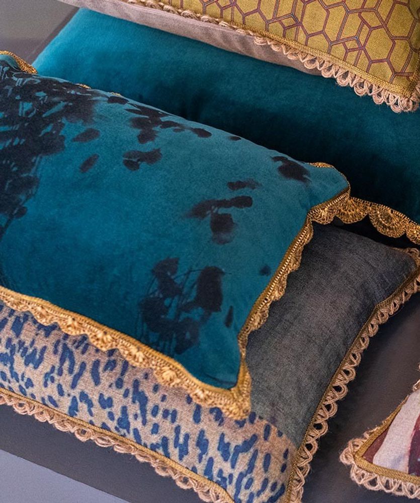 Cushions - Bee Teal green rectangular cushion cover - TRACES OF ME