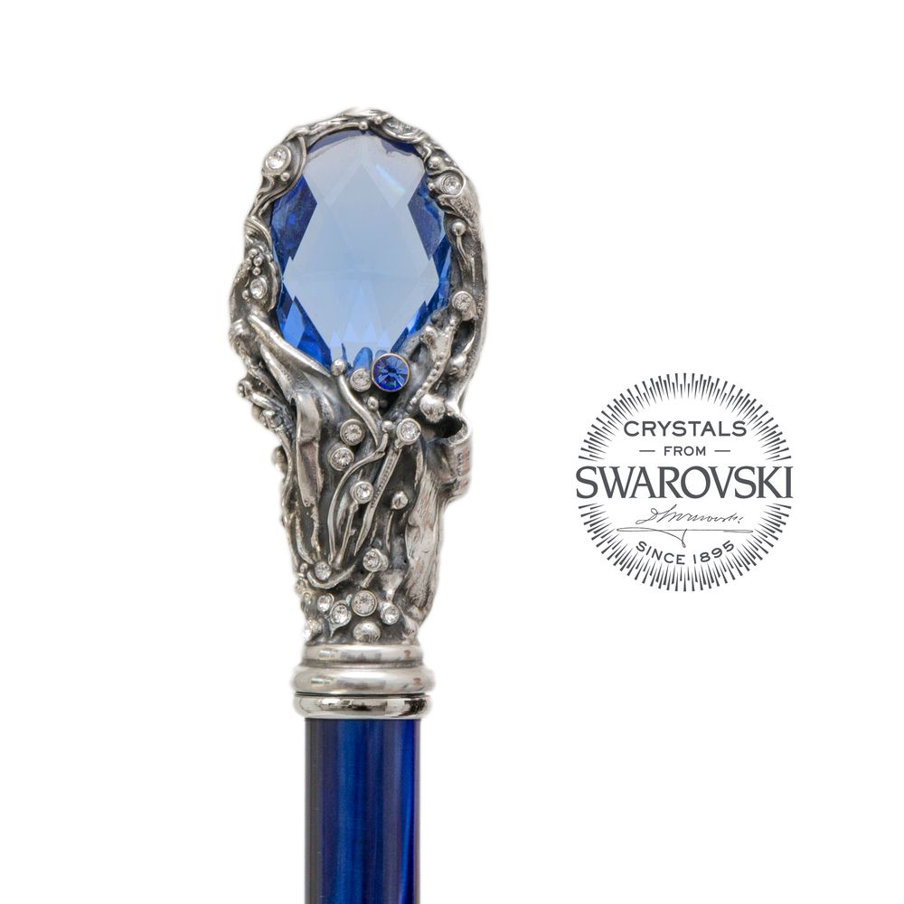Verre d'art - PARAPLUIE DOUBLE FACE BLEU SWAROVSKI® - PASOTTI