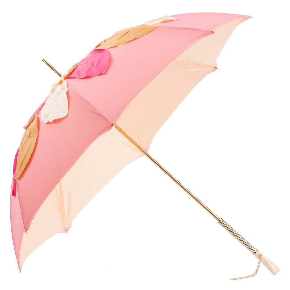 Floral decoration - BEAUTIFUL PINK UMBRELLA WITH LEAVES, DOUBLE CLOTH - PASOTTI