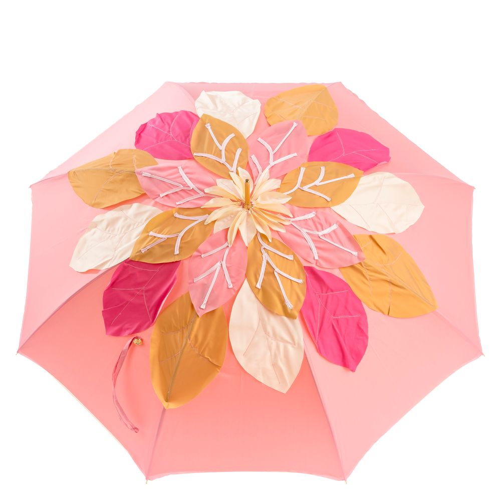 Floral decoration - BEAUTIFUL PINK UMBRELLA WITH LEAVES, DOUBLE CLOTH - PASOTTI