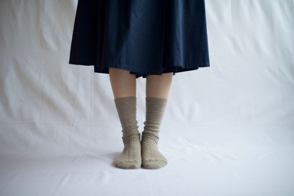 Socks - ALPACA WOOL CABLE SOCKS - NISHIGUCHI KUTSUSHITA