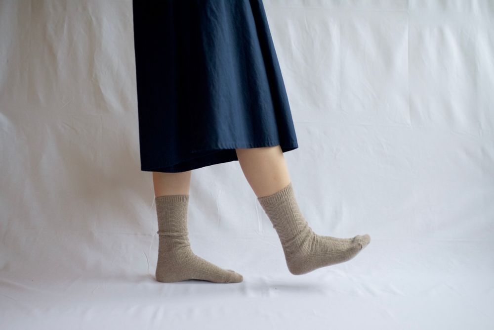 Socks - ALPACA WOOL CABLE SOCKS - NISHIGUCHI KUTSUSHITA