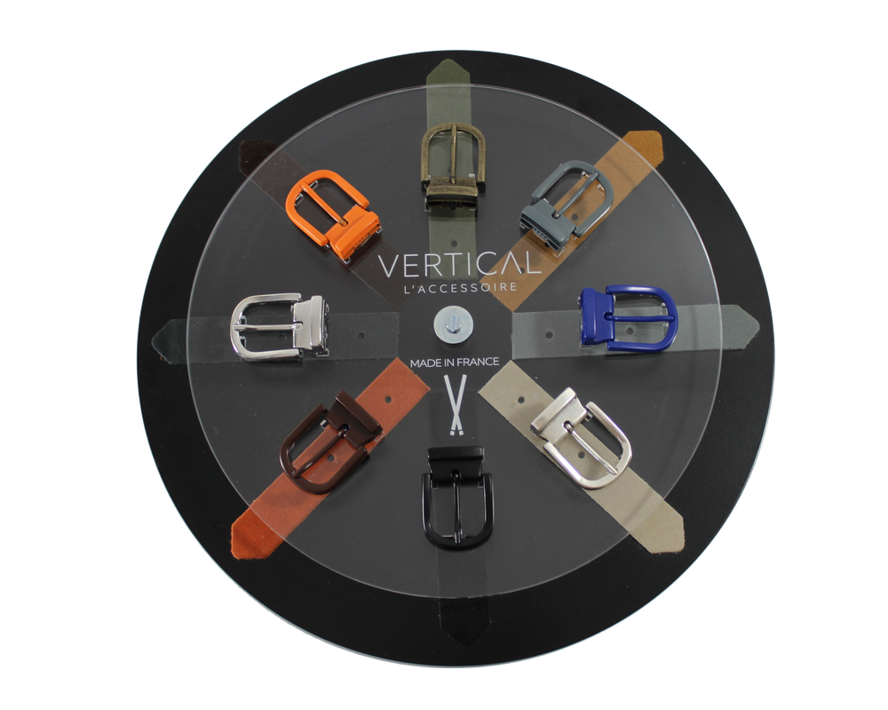 Leather goods - Khaki leather belt with interchangeable buckle  - VERTICAL L ACCESSOIRE