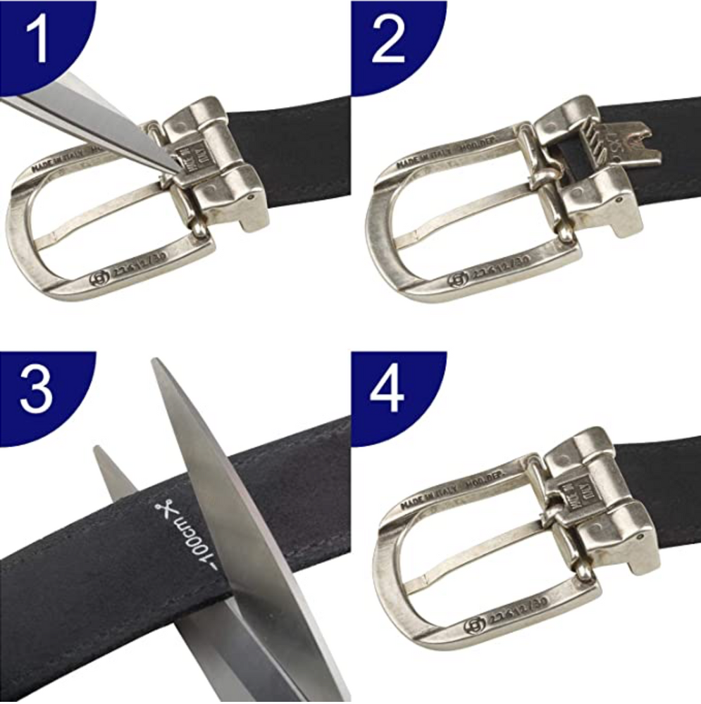 Leather goods - Khaki leather belt with interchangeable buckle  - VERTICAL L ACCESSOIRE