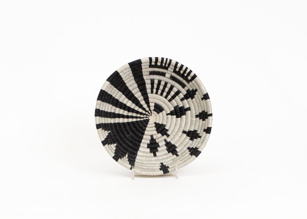Other wall decoration - 6" Small Black + White Fani Round Basket - ALL ACROSS AFRICA + KAZI