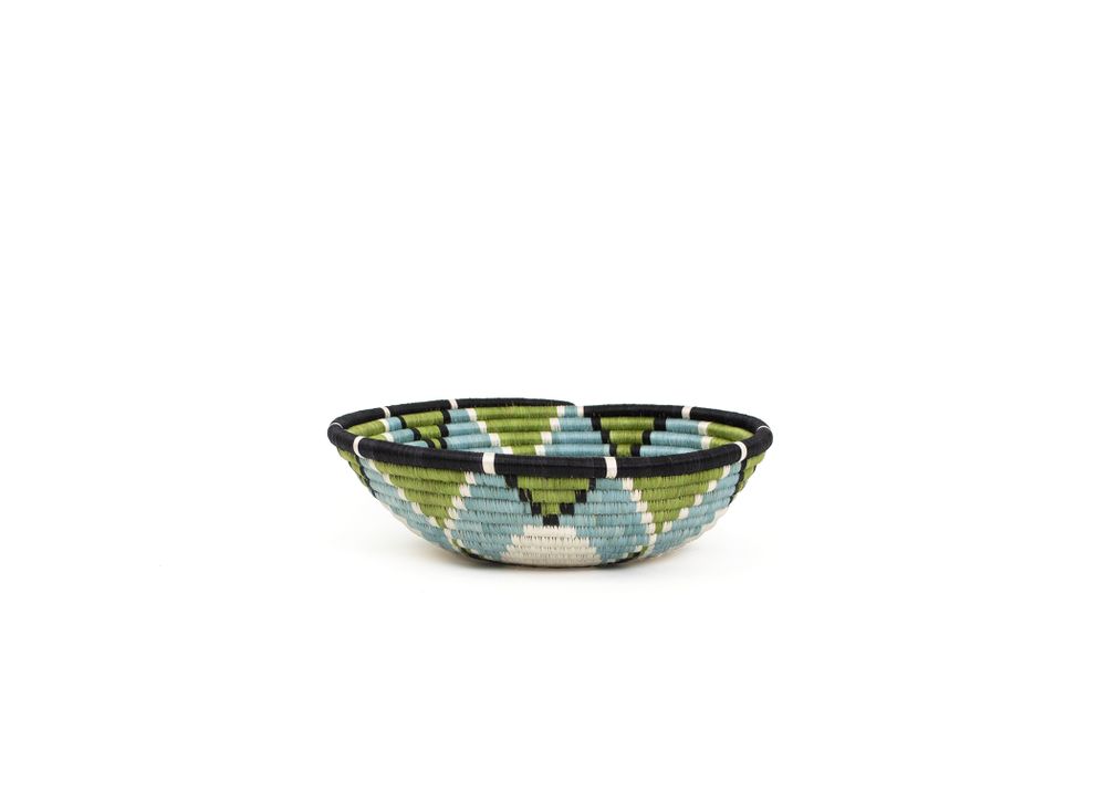 Autres décorations murales - Panier rond Hope Vert pastel+Bleu crépuscule 12" - ALL ACROSS AFRICA + KAZI