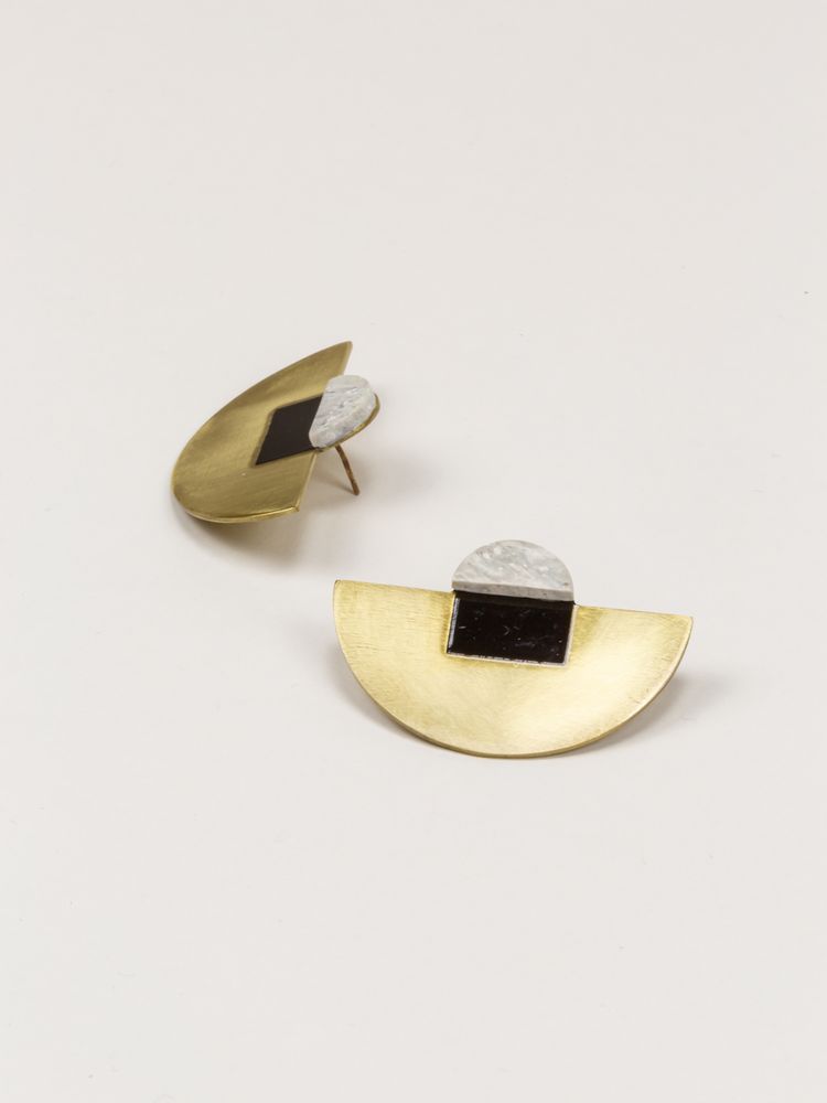 Bijoux - Brass stone earrings - L INDOCHINEUR X RIVÊT