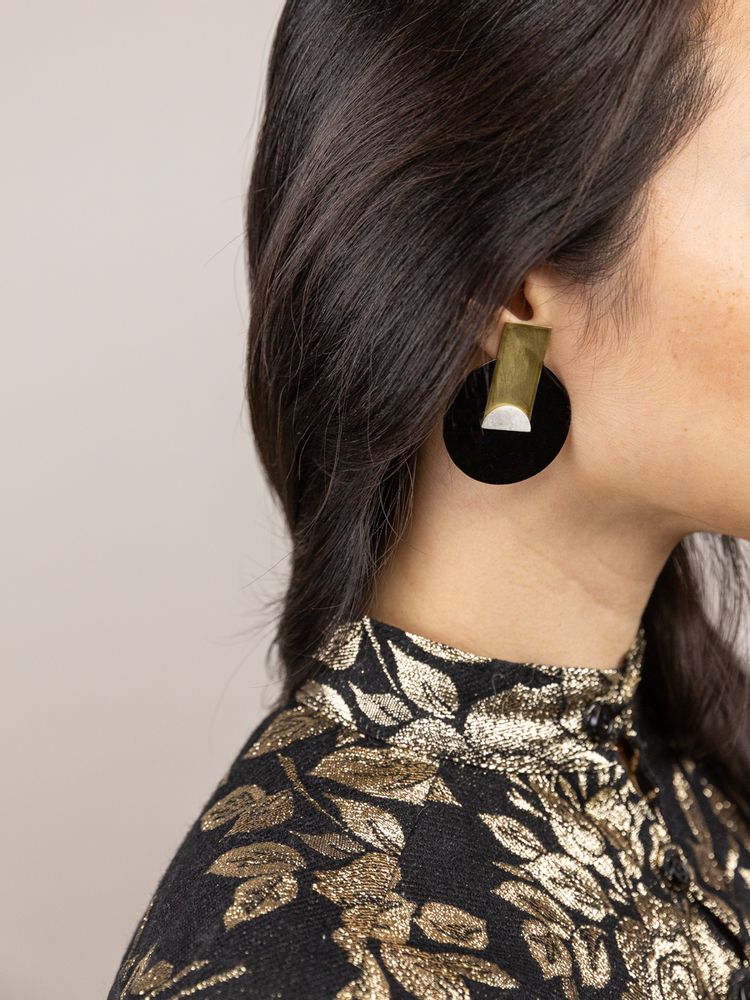 Bijoux - Brass stone earrings - L INDOCHINEUR X RIVÊT