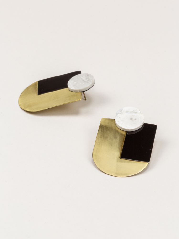 Bijoux - Brass stone earrings - L INDOCHINEUR X RIVÊT