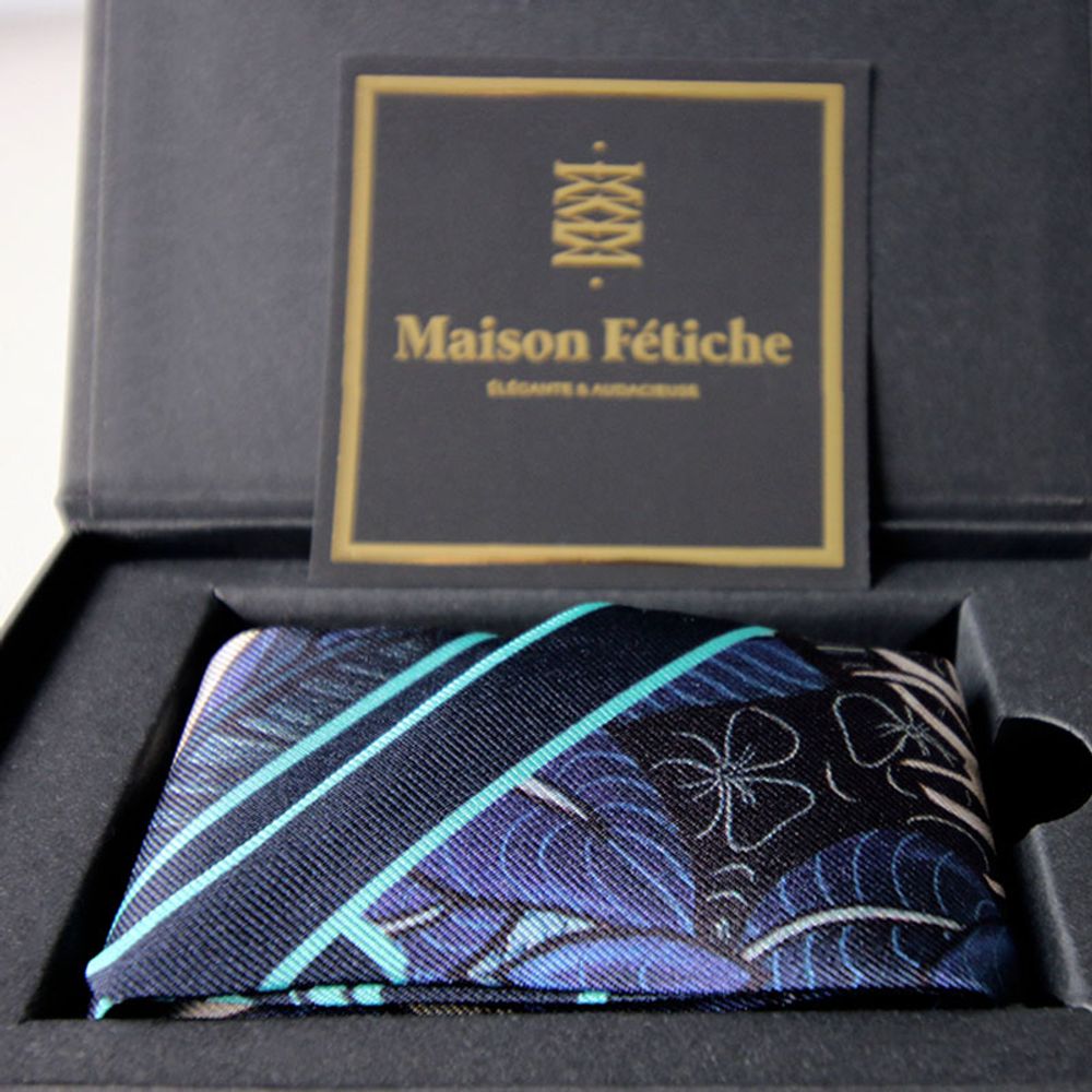 Foulards et écharpes - Fétiche à nouer 100 % twill de soie - bandeau/ruban - Cacatoès Turquoise - MAISON FÉTICHE