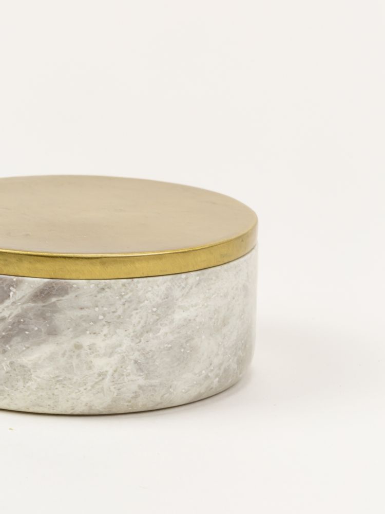 Food storage - Round stone and brass boxes - L INDOCHINEUR X RIVÊT