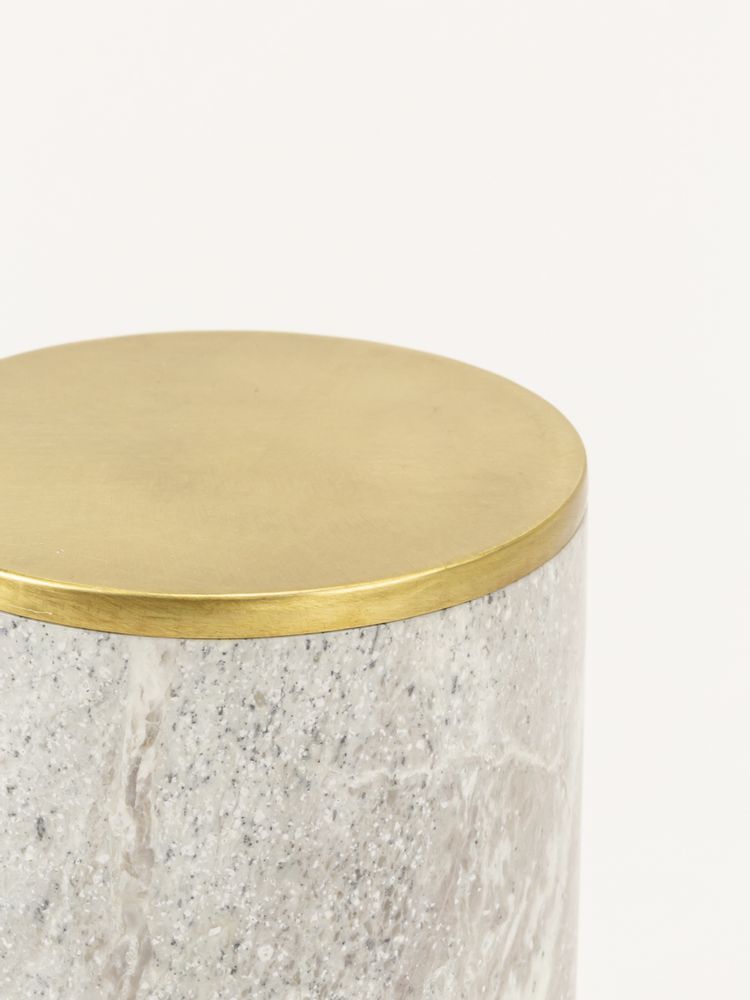 Food storage - Round stone and brass boxes - L INDOCHINEUR X RIVÊT