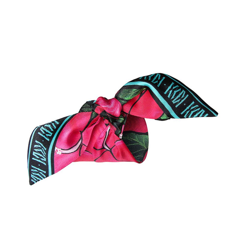 Bijoux - Fétiche à nouer 100 % twill de soie - bandeau/ruban - Hibiscus Blue Sky - MAISON FÉTICHE