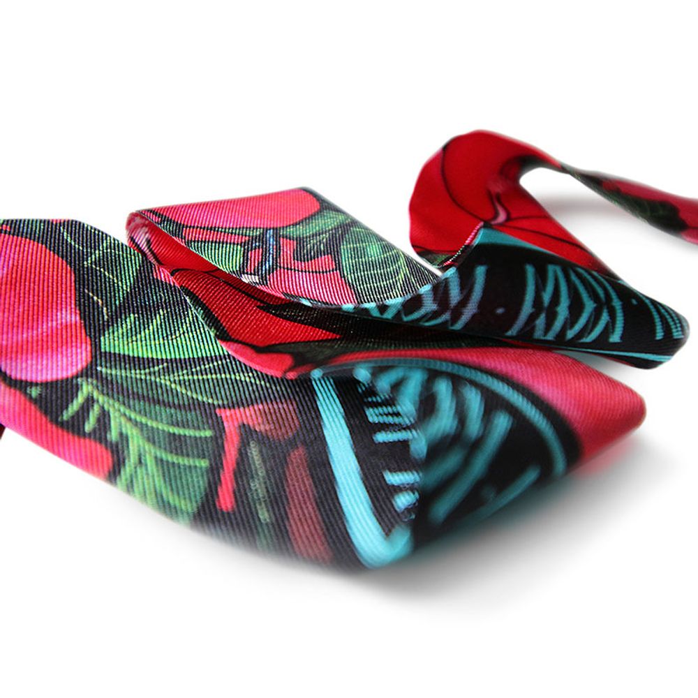Bijoux - Fétiche à nouer 100 % twill de soie - bandeau/ruban - Hibiscus Blue Sky - MAISON FÉTICHE