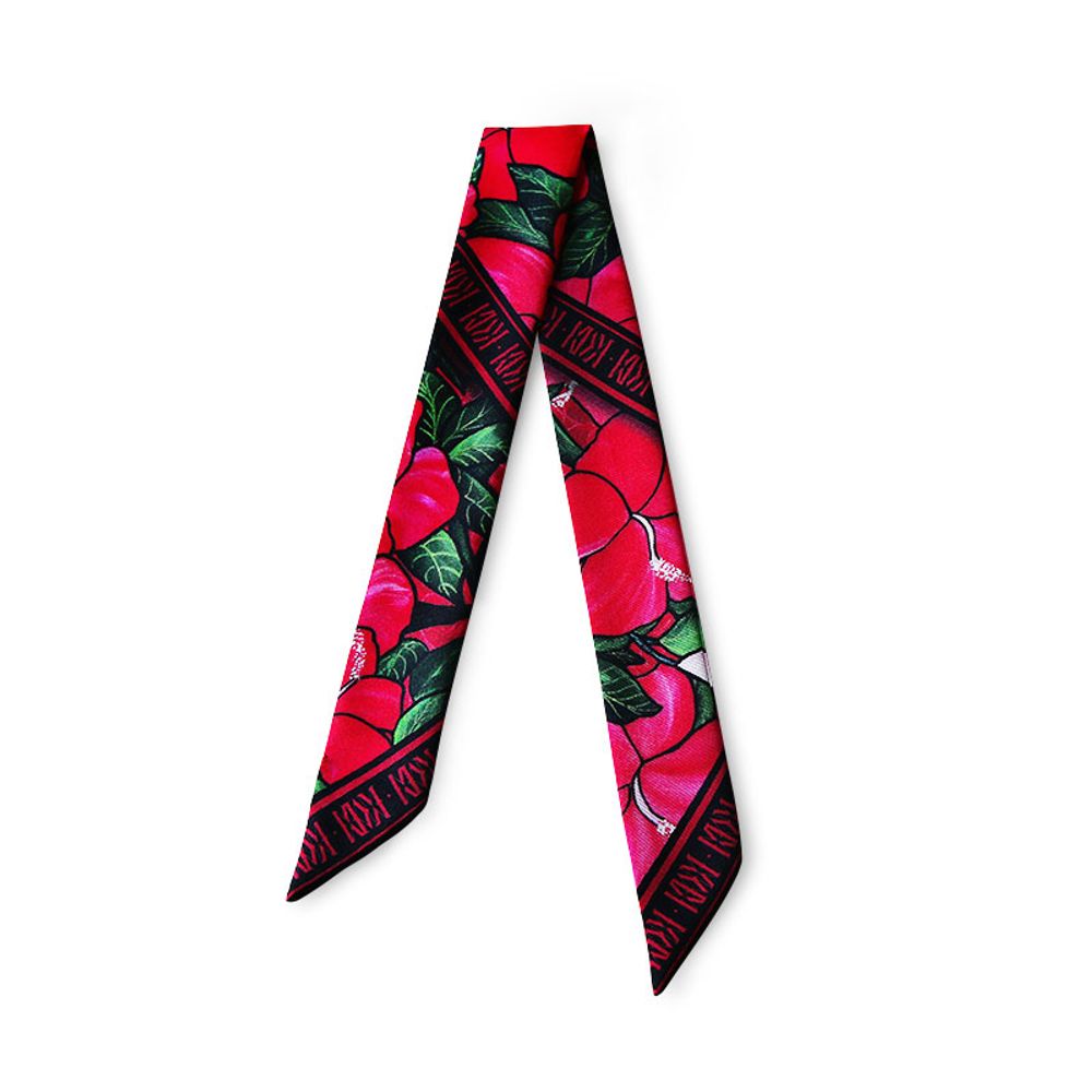 Jewelry - HIBISCUS RED KNOTTED FETISH PRINTED SILK TWILL BRACELET - MAISON FÉTICHE