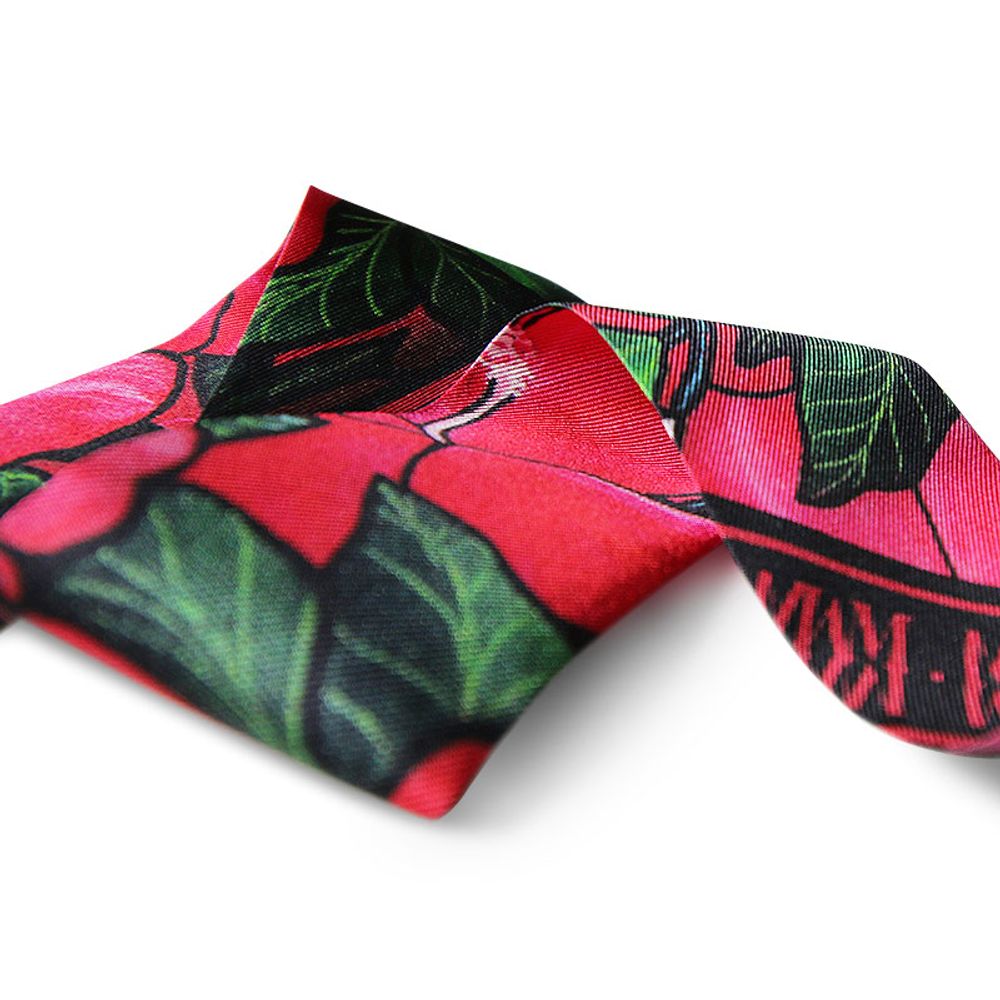 Jewelry - HIBISCUS RED KNOTTED FETISH PRINTED SILK TWILL BRACELET - MAISON FÉTICHE