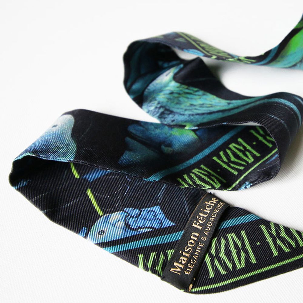 Jewelry - NIGHT THEATRE GREEN LIGHT KNOTTED FETISH PRINTED SILK TWILL BRACELET - MAISON FÉTICHE