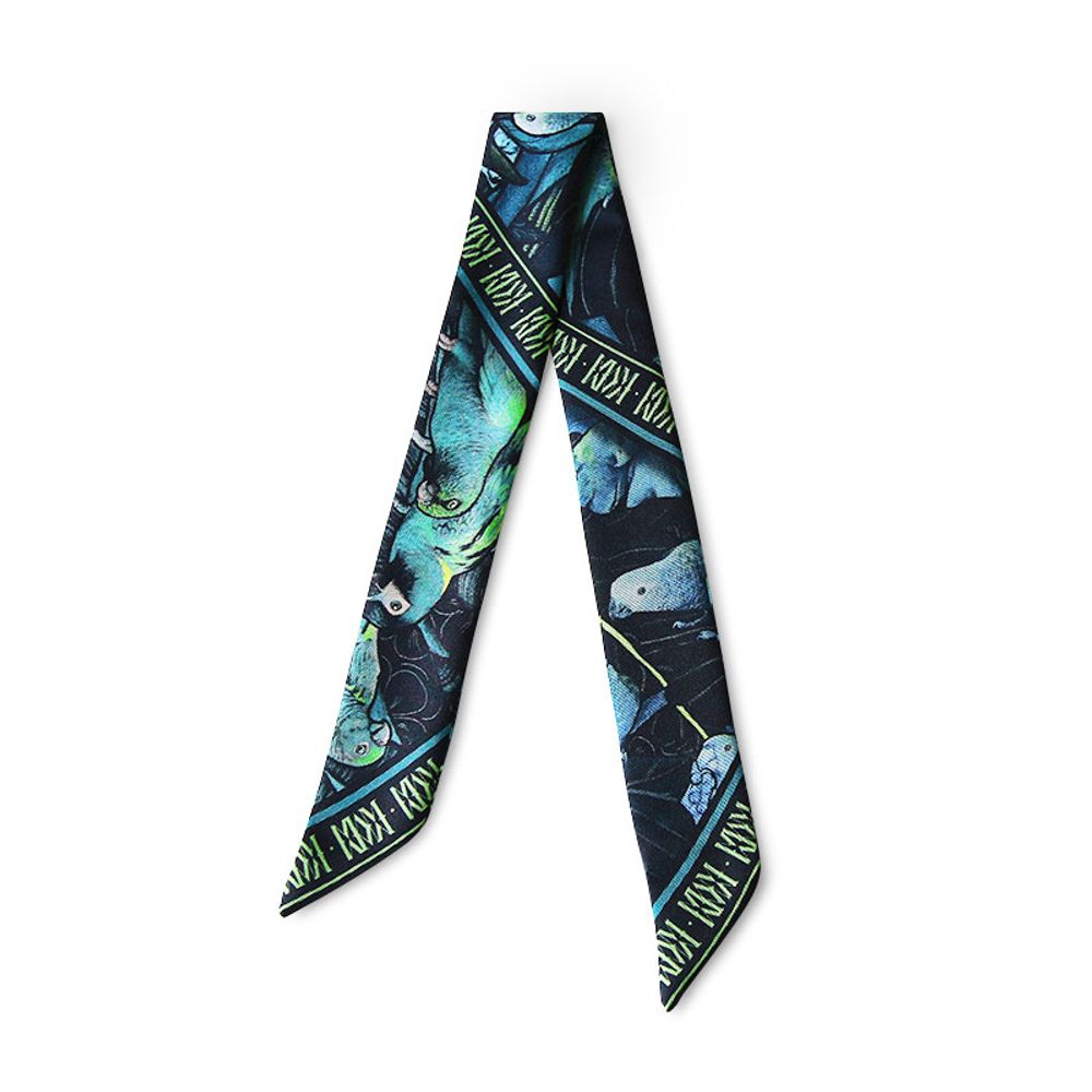 Jewelry - NIGHT THEATRE GREEN LIGHT KNOTTED FETISH PRINTED SILK TWILL BRACELET - MAISON FÉTICHE