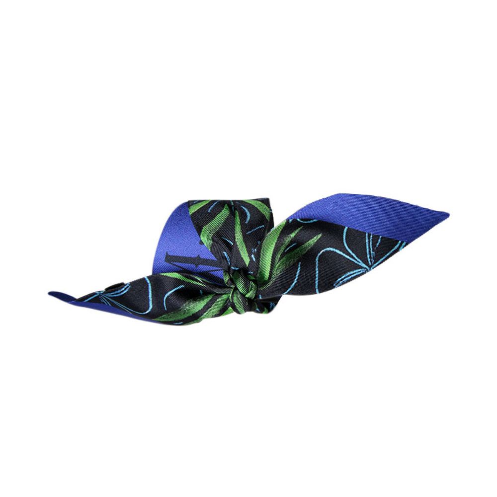 Scarves - BLUE PALM KNOTTED FETISH PRINTED SILK TWILL BRACELET - MAISON FÉTICHE