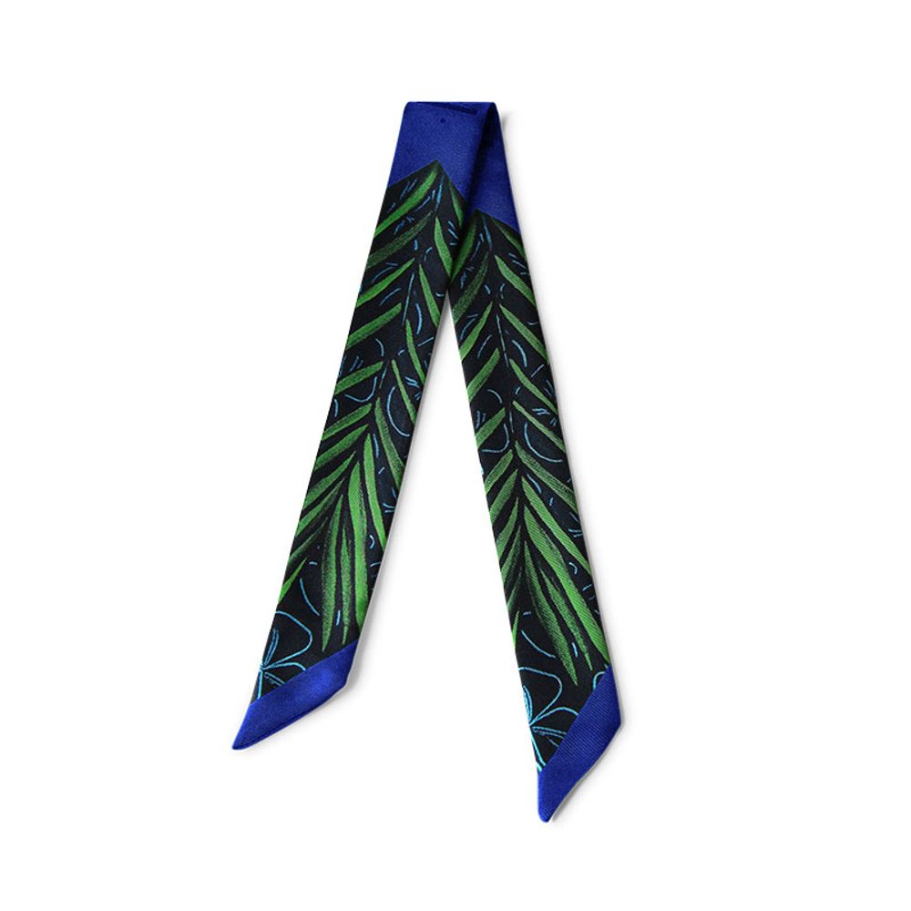 Scarves - BLUE PALM KNOTTED FETISH PRINTED SILK TWILL BRACELET - MAISON FÉTICHE