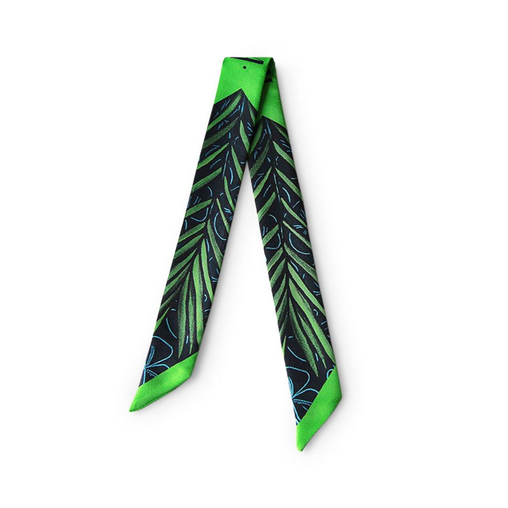 Foulards et écharpes - Fétiche à nouer 100 % twill de soie - bandeau/ruban - Palm Green - MAISON FÉTICHE