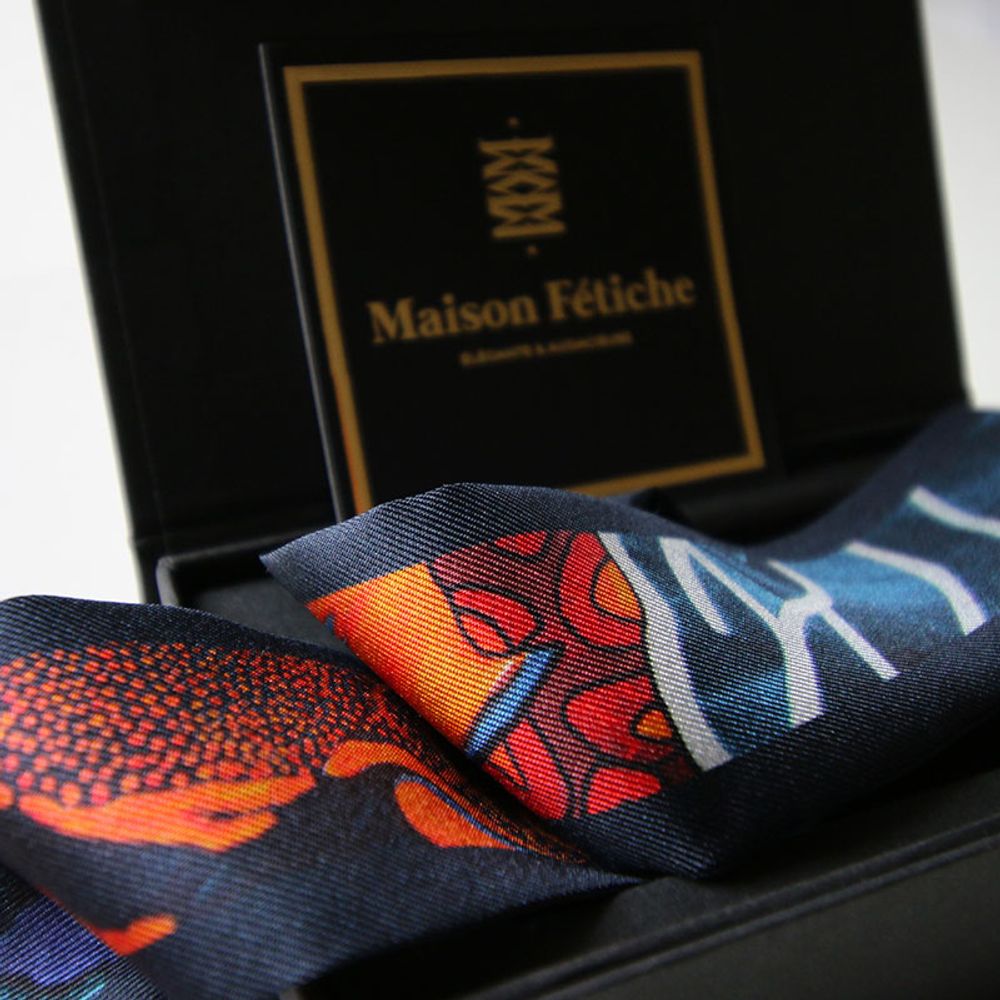 Foulards et écharpes - Fétiche à nouer 100 % twill de soie - bandeau/ruban - La danse N°5 Original - MAISON FÉTICHE