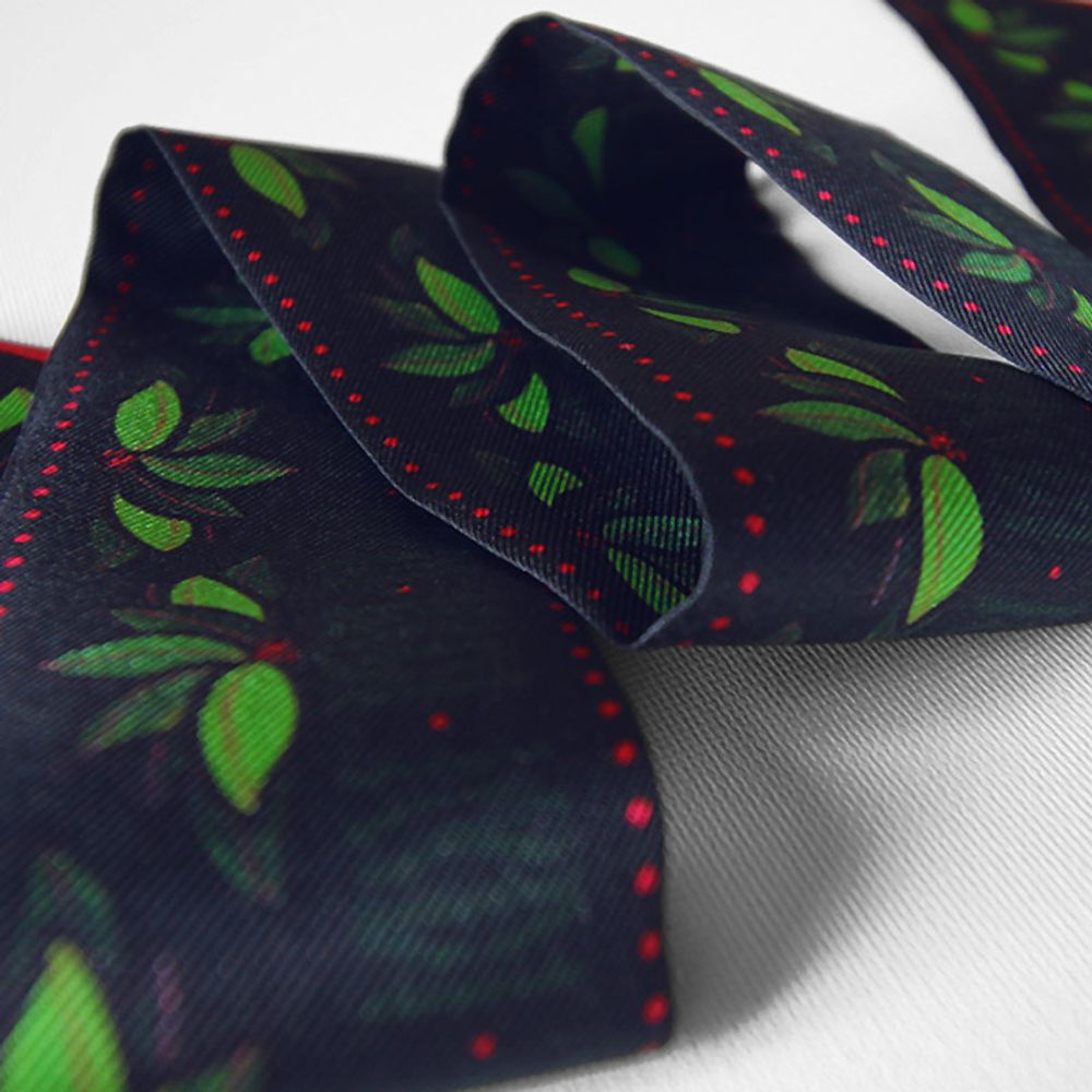 Foulards et écharpes - Fétiche à nouer 100 % twill de soie - bandeau/ruban - Pink Flowers - MAISON FÉTICHE