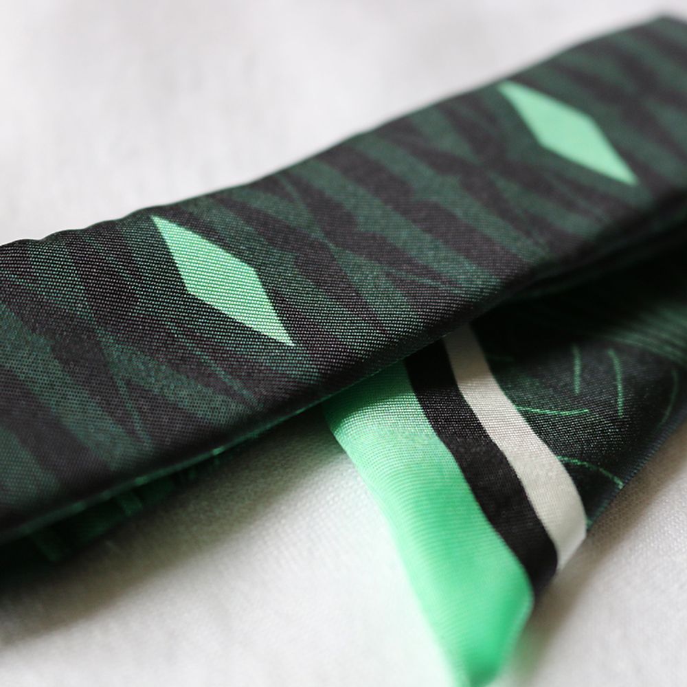Scarves - GREEN SOFT WAX KNOTTED FETISH PRINTED SILK TWILL BRACELET - MAISON FÉTICHE