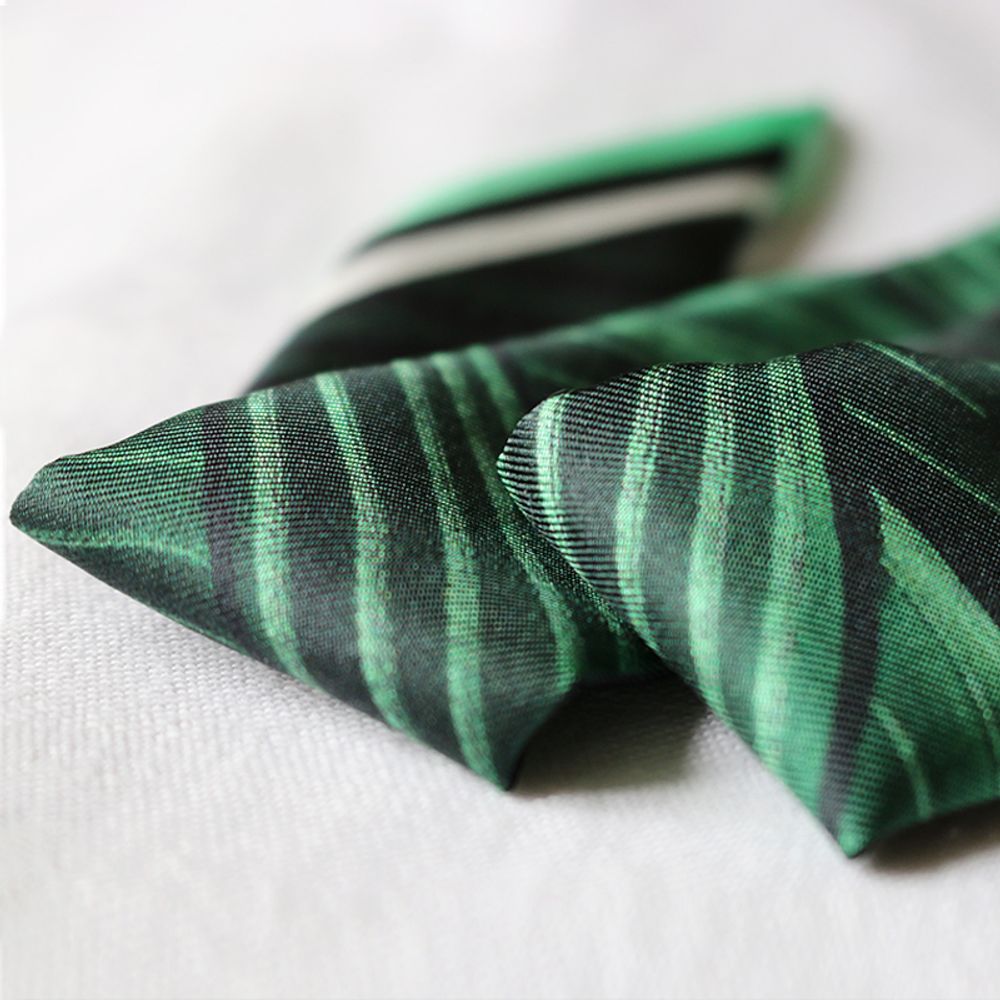 Scarves - GREEN SOFT WAX KNOTTED FETISH PRINTED SILK TWILL BRACELET - MAISON FÉTICHE