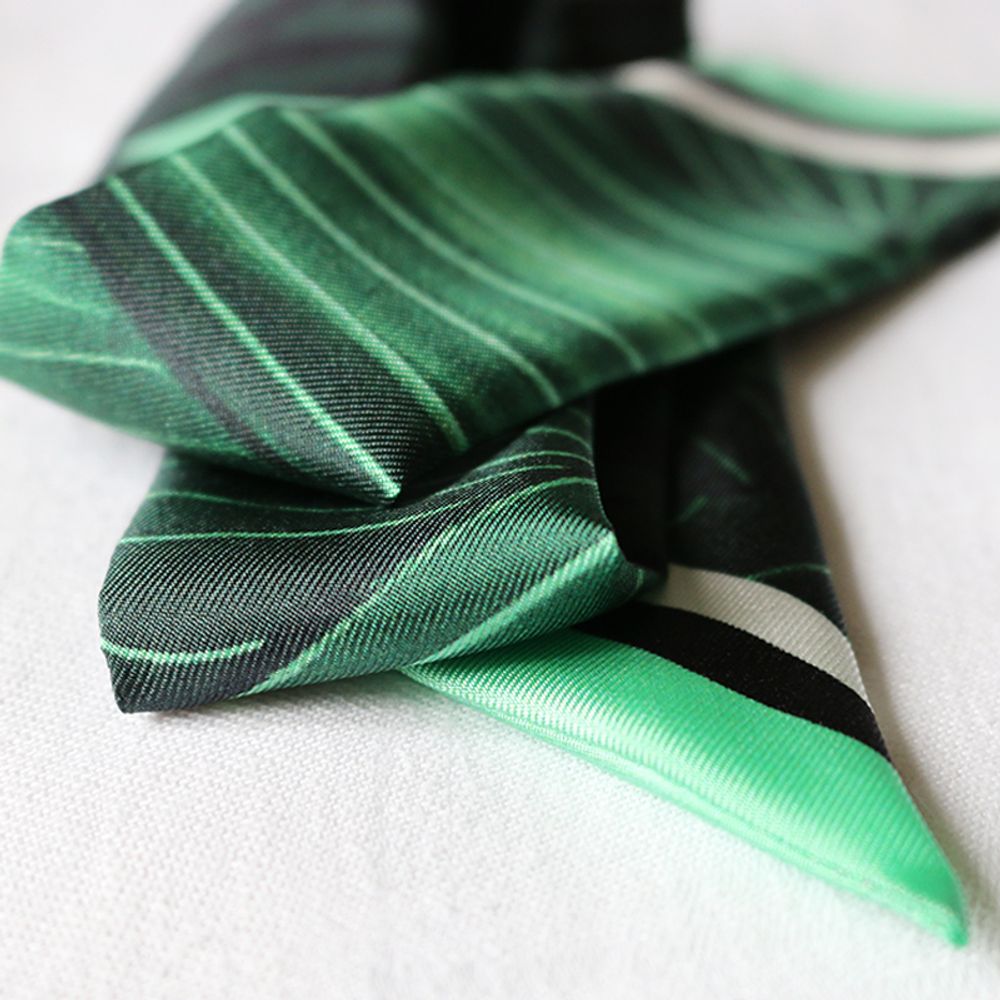 Scarves - GREEN SOFT WAX KNOTTED FETISH PRINTED SILK TWILL BRACELET - MAISON FÉTICHE