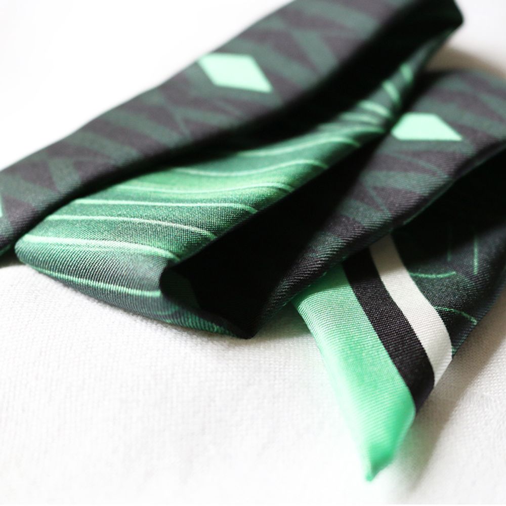 Scarves - GREEN SOFT WAX KNOTTED FETISH PRINTED SILK TWILL BRACELET - MAISON FÉTICHE