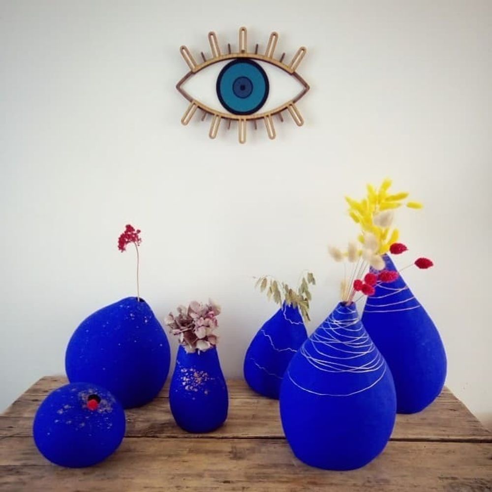 Vases - Yves Klein Stained Paper Vase of Paintings Resources - L'ATELIER DES CREATEURS