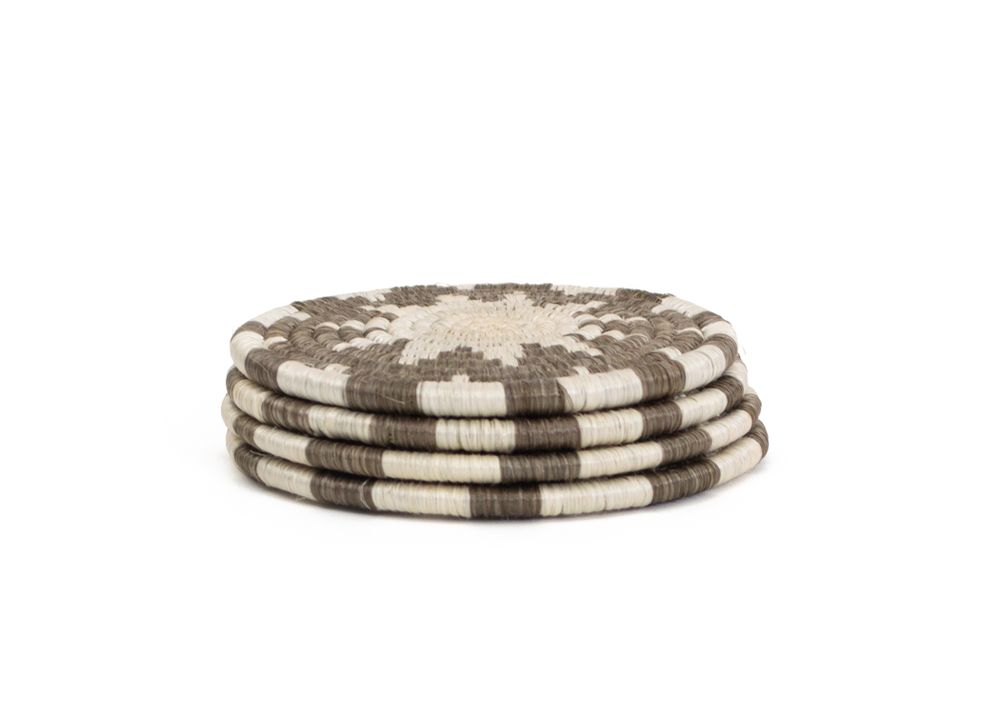 Stemware - Light Taupe Taraja Coasters, Set of 4 - ALL ACROSS AFRICA + KAZI