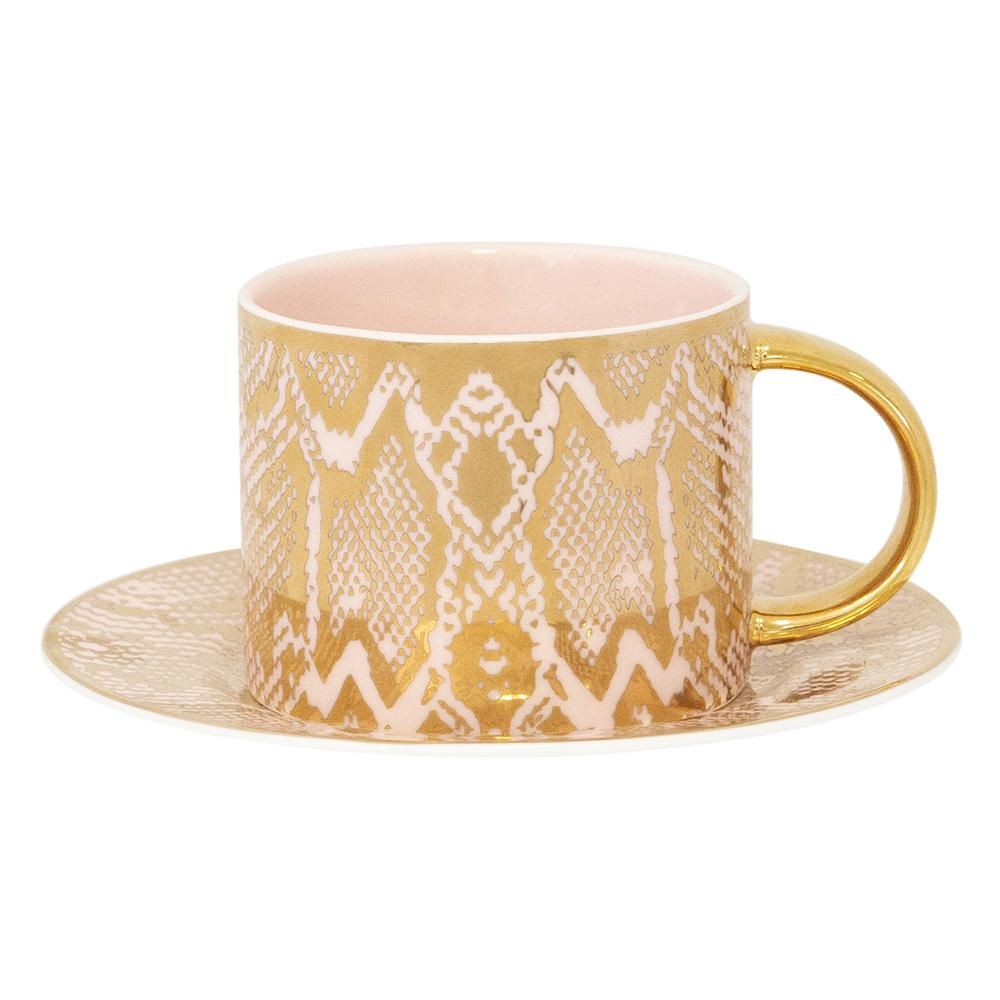 Accessoires thé et café - Tasse à thé et soucoupe en peau de serpent Safari - CRISTINA RE