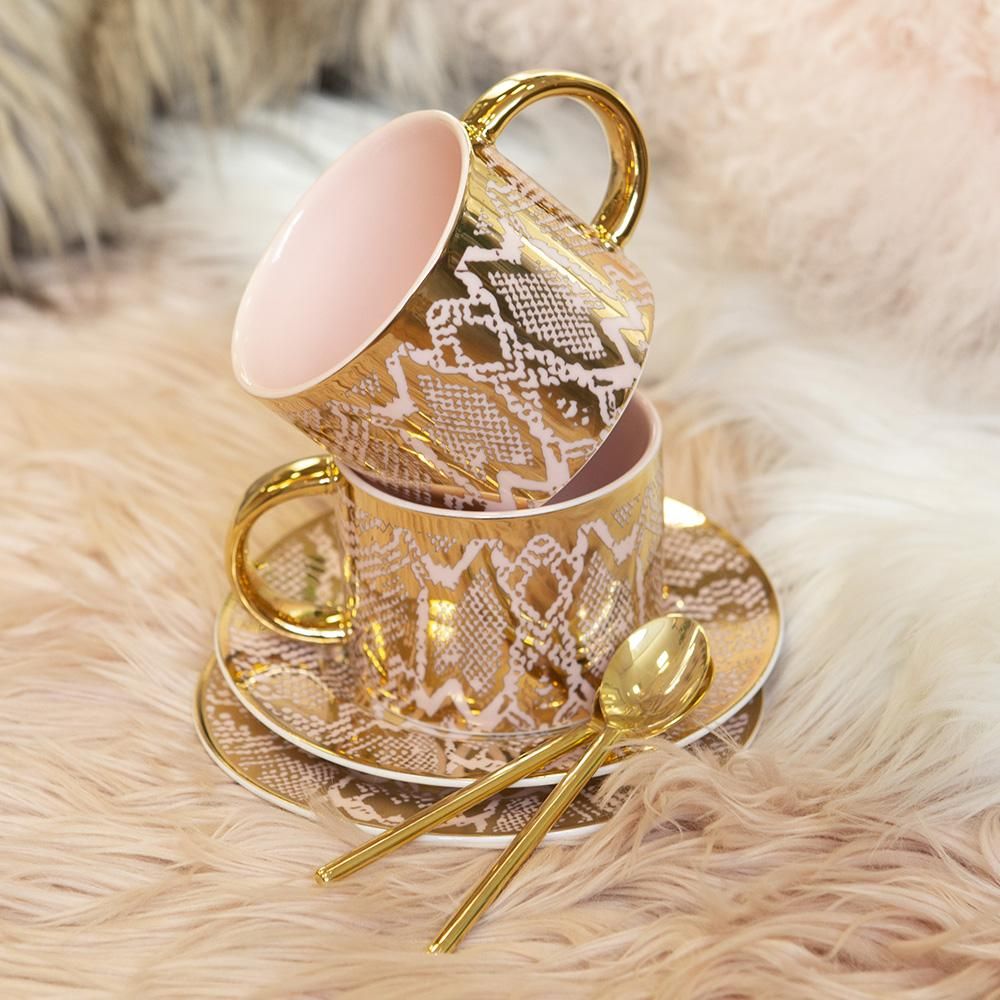 Accessoires thé et café - Tasse à thé et soucoupe en peau de serpent Safari - CRISTINA RE